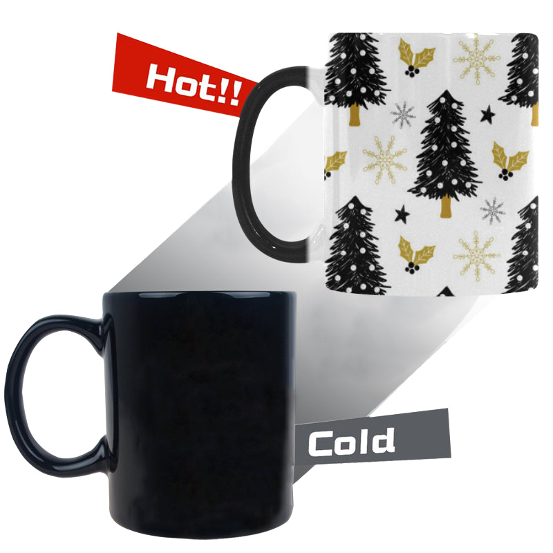 Christmas tree holly snow star pattern Morphing Mug Heat Changing Mug
