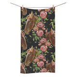 Horse head wild roses pattern Bath Towel
