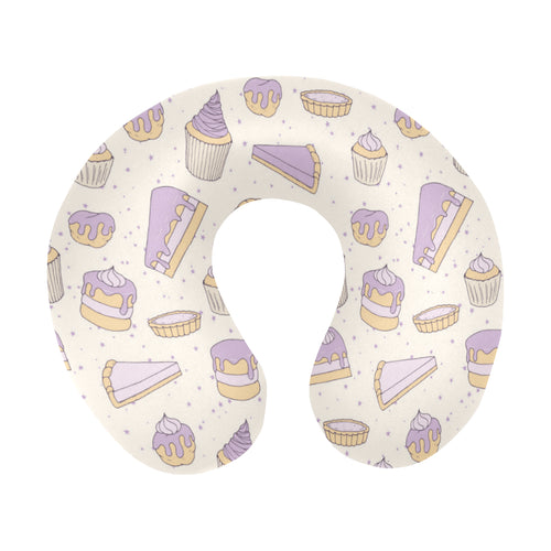 Cakes pies tarts muffins and eclairs purple bluebe U-Shaped Travel Neck Pillow