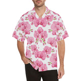 pink purple orchid pattern background Men's All Over Print Hawaiian Shirt