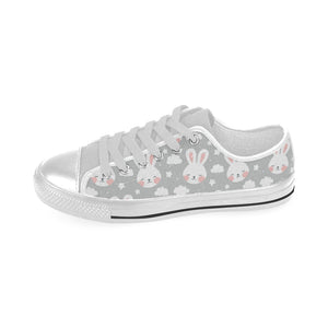 Rabbit cloud Pattern Men's Low Top Shoes White