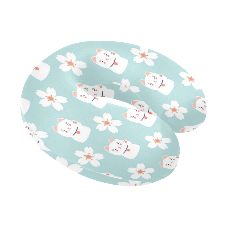 Maneki neko cat sakura U-Shaped Travel Neck Pillow