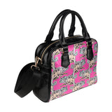 Chameleon lizard pattern pink background Shoulder Handbag