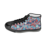 Hand drawn colorful starfish Women's High Top Canvas Shoes Black