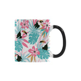 Toucan tropical flower leave pattern Morphing Mug Heat Changing Mug
