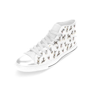 Chihuahua dog pattern Women's High Top Canvas Shoes White