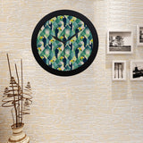 Toucan tropical leaves design pattern Elegant Black Wall Clock