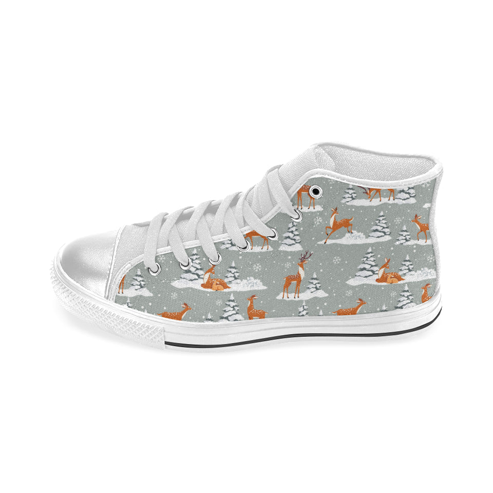 Beautiful deers Winter Christmas Women's High Top Canvas Canvas Shoes White