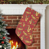 Saxophone cornet pattern red background Christmas Stocking