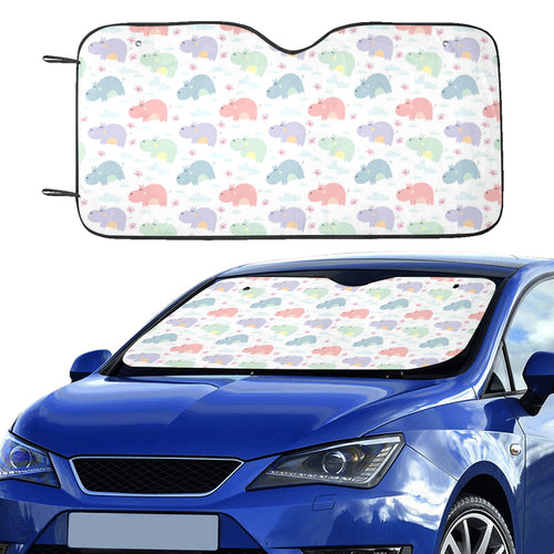 Hippopotamus Pattern Print Design 03 Car Sun Shade