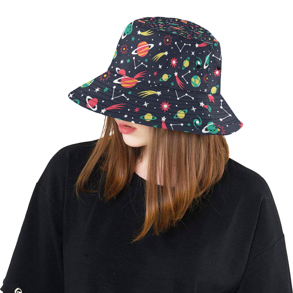colorful space pattern planet star Unisex Bucket Hat