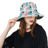 Toucan tropical flower leave pattern Unisex Bucket Hat