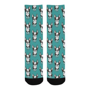 Hand drawn boston terrier dog pattern Crew Socks