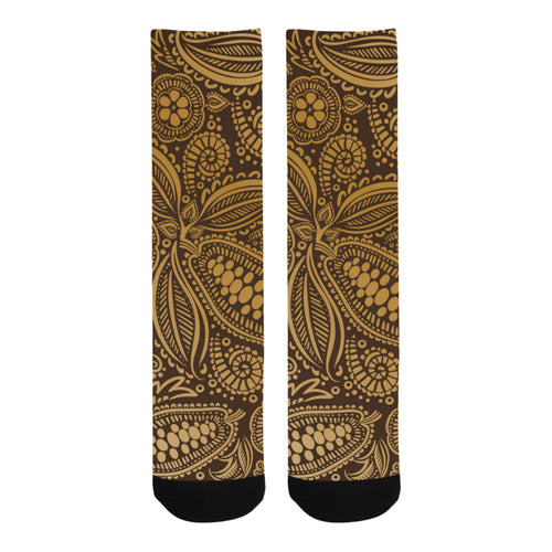 cacao beans tribal polynesian pattern background Crew Socks