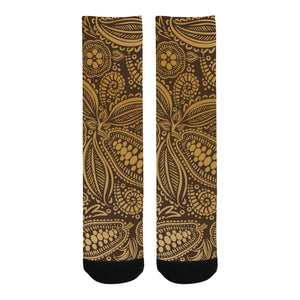 cacao beans tribal polynesian pattern background Crew Socks