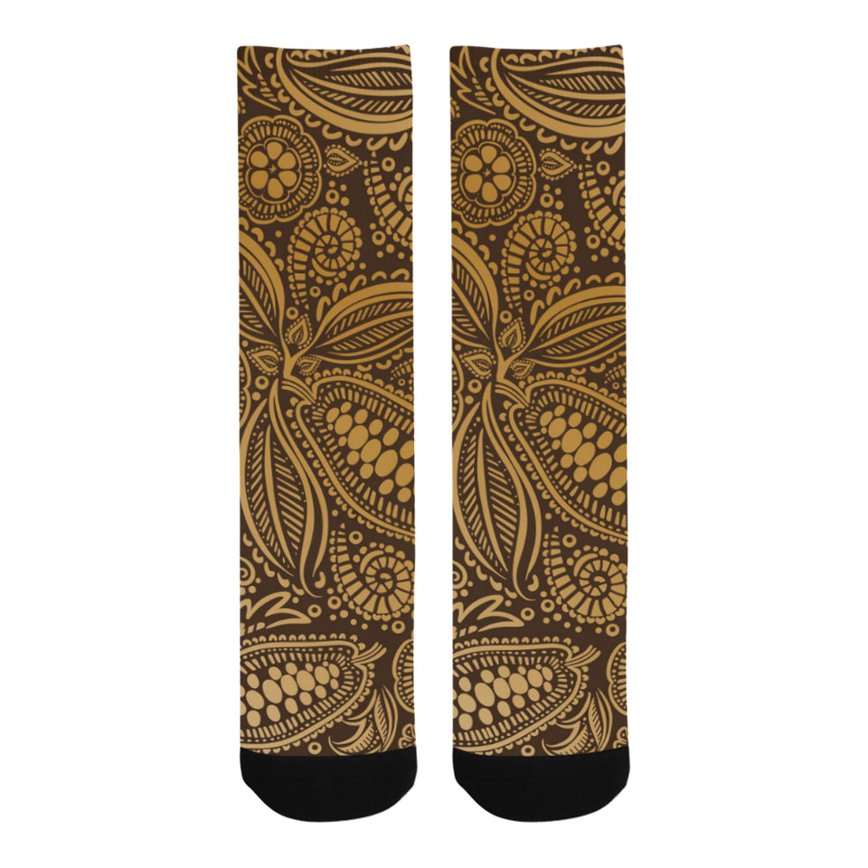 cacao beans tribal polynesian pattern background Crew Socks