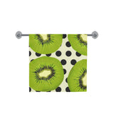 kiwi black dot background Bath Towel