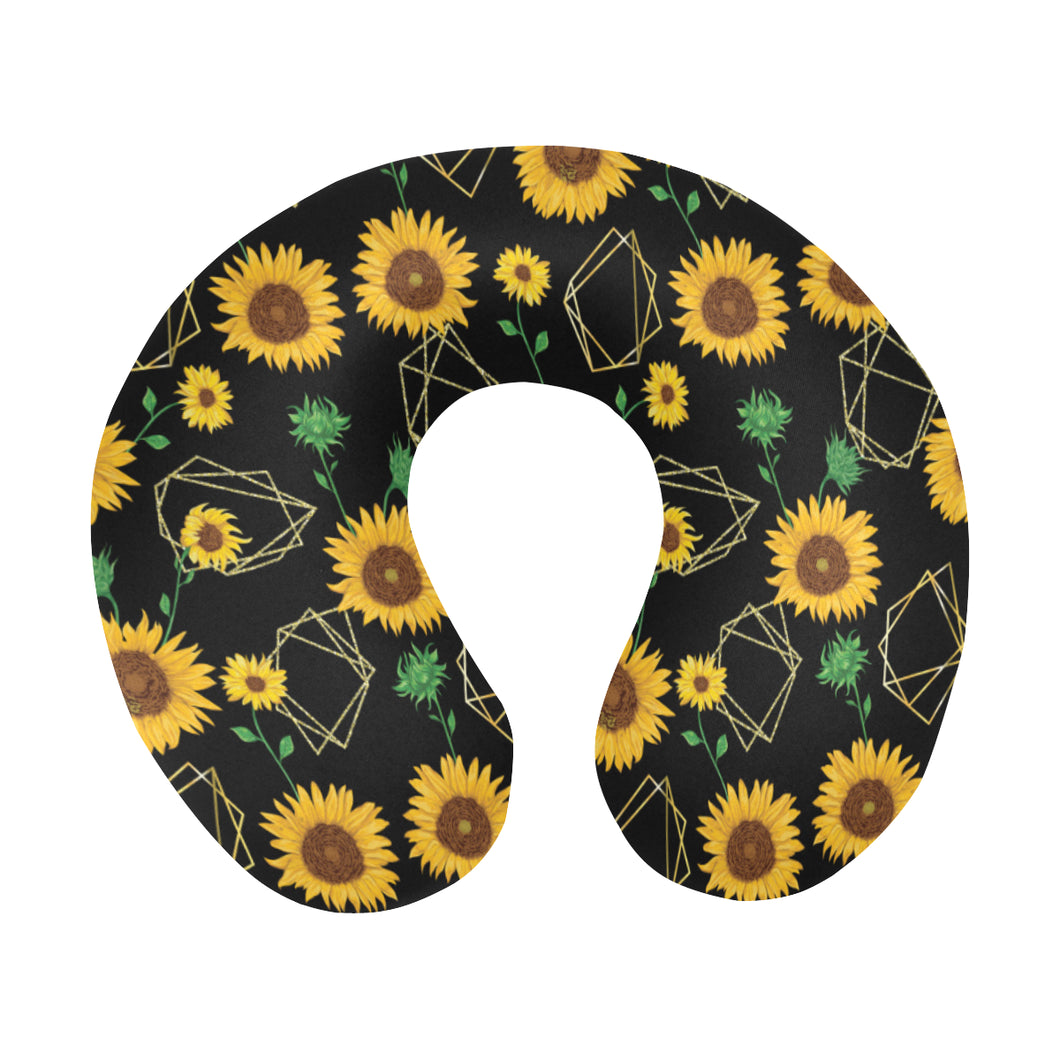 sunflower golden polygonal shapes U-Shaped Travel Neck Pillow