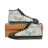 Bonsai bamboo stork japanese pattern cream theme Men's High Top Canvas Shoes Black