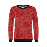 Gold dragons red background Women's Crew Neck Sweatshirt