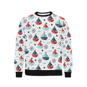 Cute color paper sailboat pattern Men's Crew Neck Sweatshirt