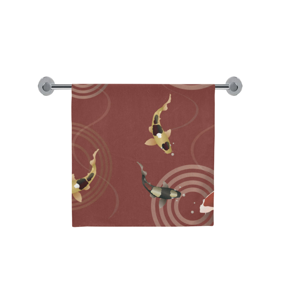 Koi Fish Carp Fish red background Bath Towel