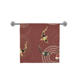 Koi Fish Carp Fish red background Bath Towel