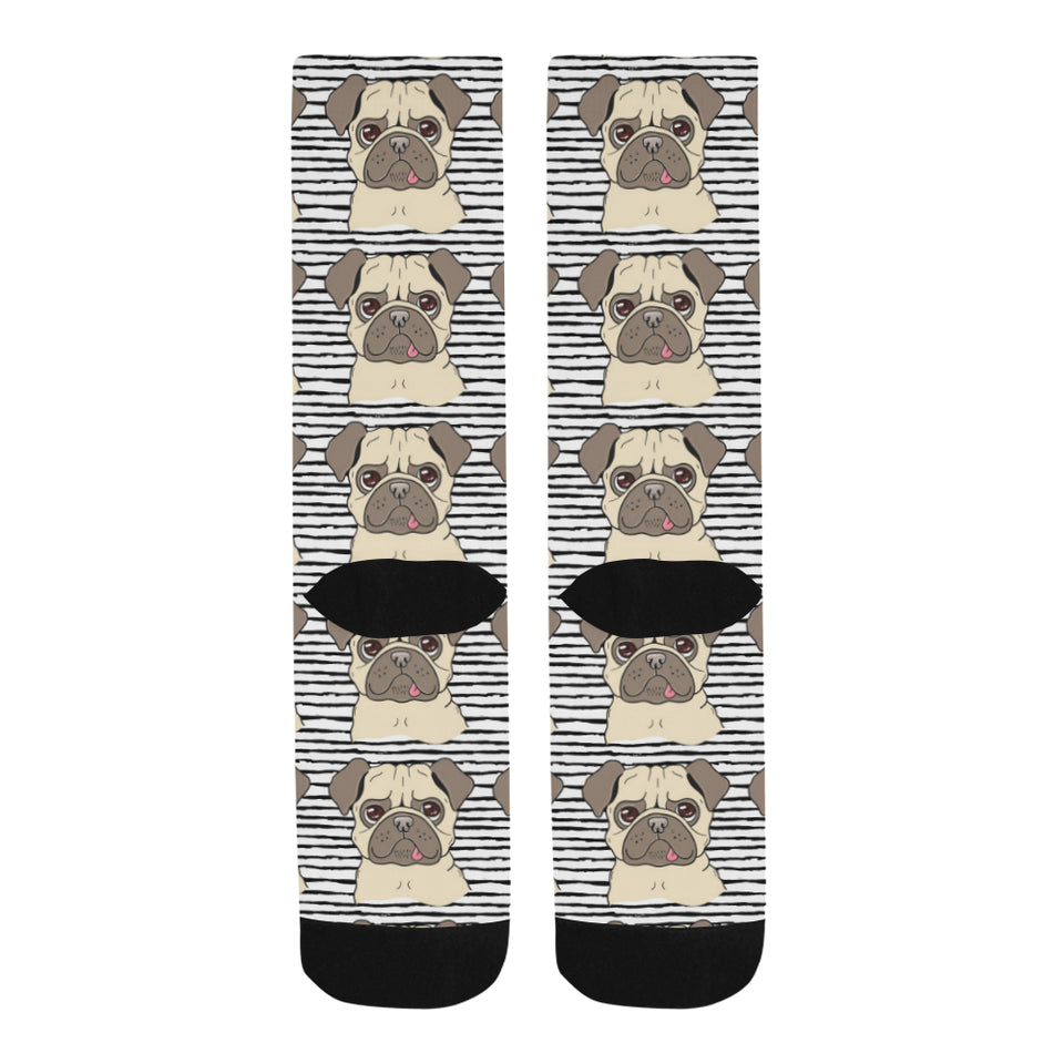 Happy pug pattern Crew Socks