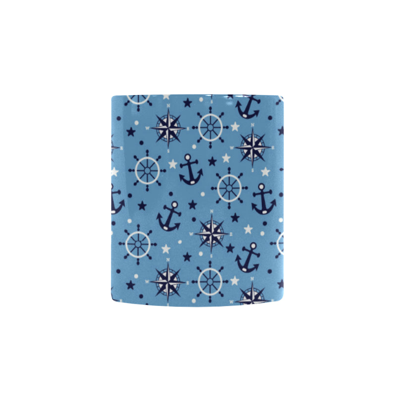 Anchors rudder compass star nautical pattern Morphing Mug Heat Changing Mug