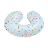 Watercolor Tulips pattern U-Shaped Travel Neck Pillow