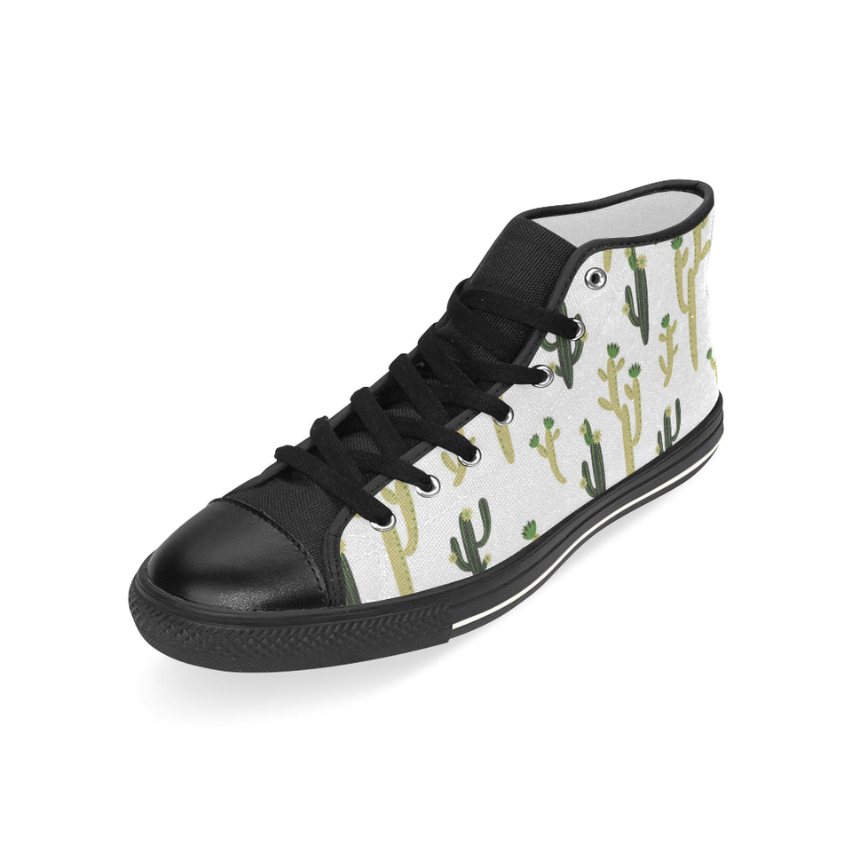 Cute cactus pattern Men's High Top Canvas Shoes Black