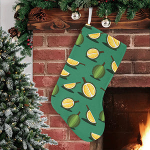 Durian pattern green background Christmas Stocking