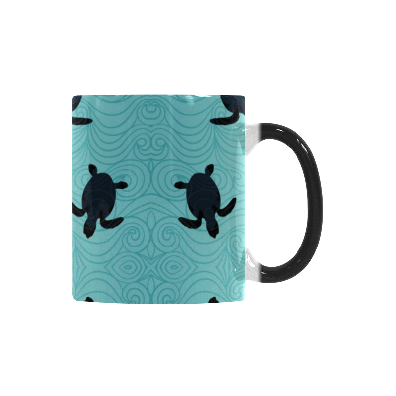 Sea turtle with blue ocean backgroud Morphing Mug Heat Changing Mug