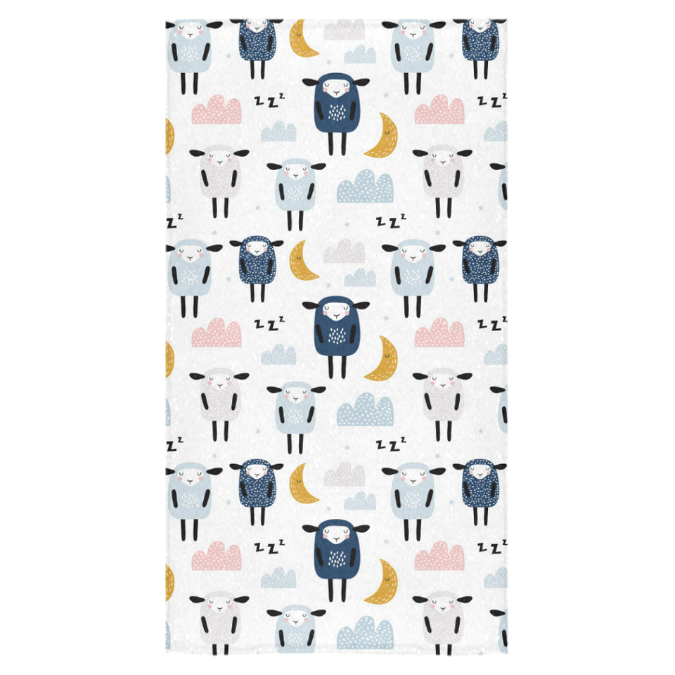 Cute sleeping sheep moon cloud pattern Bath Towel