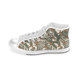 Monkey tropical leaves background Men's High Top Canvas Shoes White