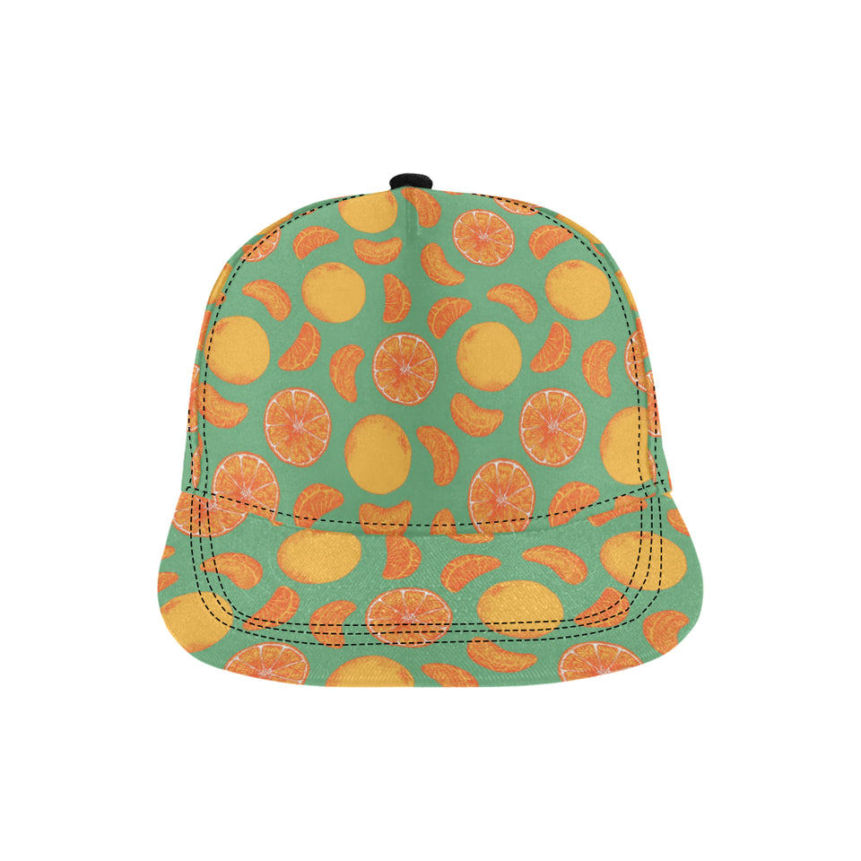 orange fruit pattern green background All Over Print Snapback Cap