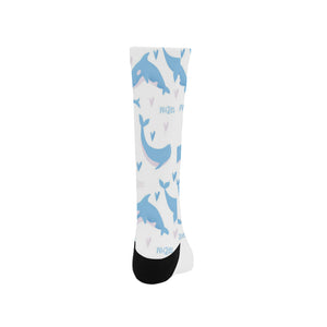 Blue whale pattern Crew Socks