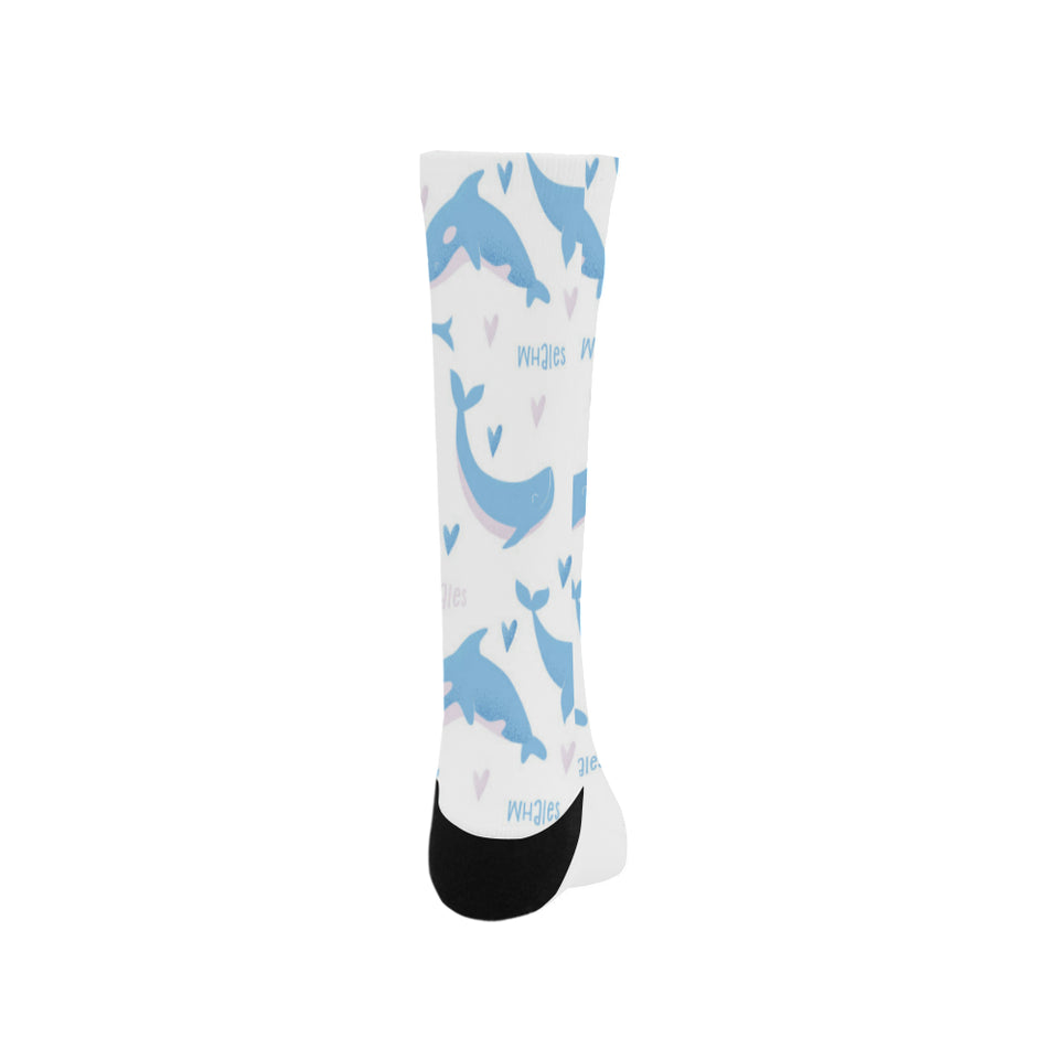 Blue whale pattern Crew Socks