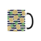 Pineapples pattern striped background Morphing Mug Heat Changing Mug