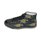 Bowling balls flame pattern Women's High Top Canvas Shoes Black