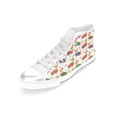 Corgi Christmas Pattern Women's High Top Canvas Shoes White