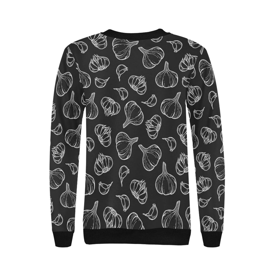 Garlic pattern black background Women's Crew Neck Sweatshirt
