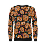 Pumpkin flowers spiderweb Halloween theme Women's Crew Neck Sweatshirt