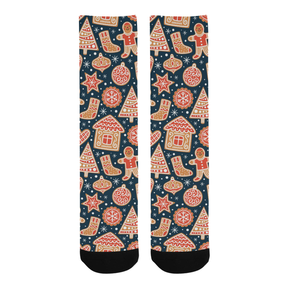 Christmas gingerbread cookie pattern Crew Socks