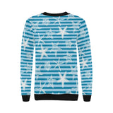 Starfish blue blackground Women's Crew Neck Sweatshirt