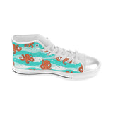 Octopuses sea wave background Women's High Top Canvas Shoes White