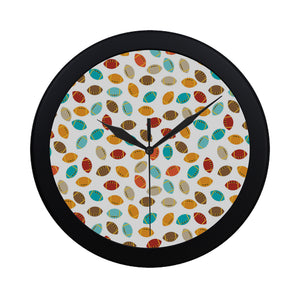 Colorful american football ball pattern Elegant Black Wall Clock