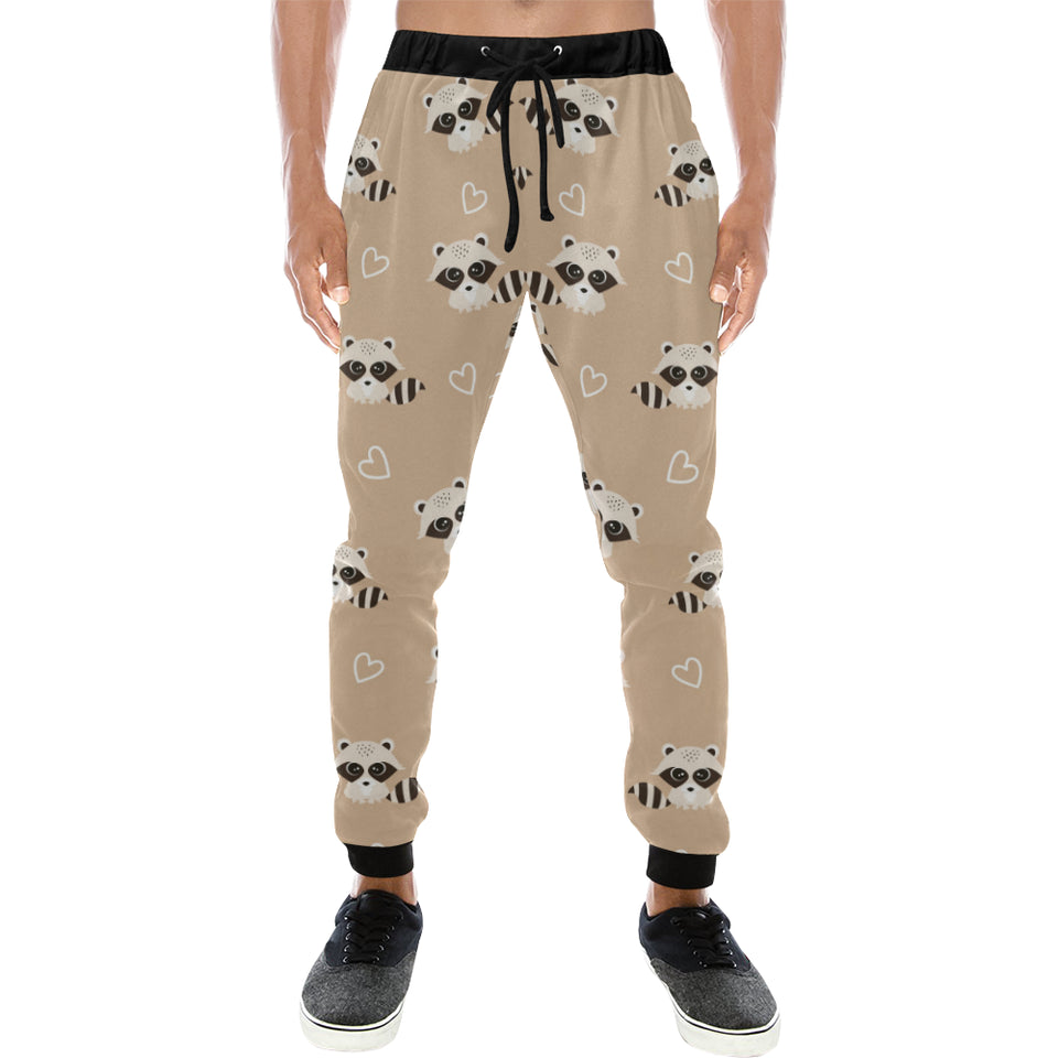 Cute raccoon heart pattern Unisex Casual Sweatpants