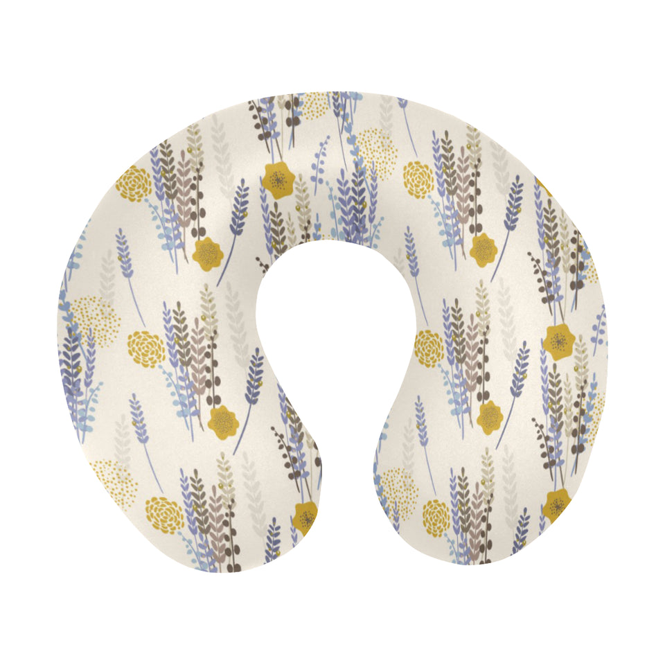 Lavender modern pattern blackground U-Shaped Travel Neck Pillow