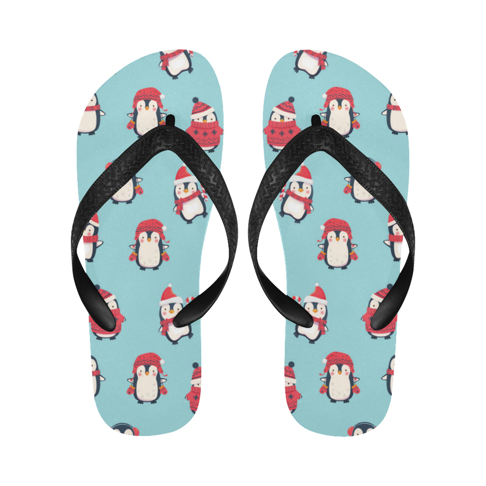 Cute penguin christmas  design pattern Unisex Flip Flops